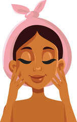 Woman Cleaning Her Beautiful Face Having a Skin Care Massage