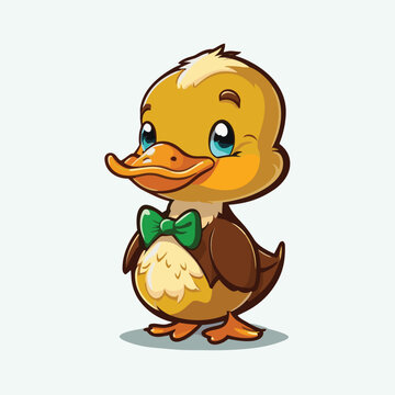 vector cute duck cartoon style