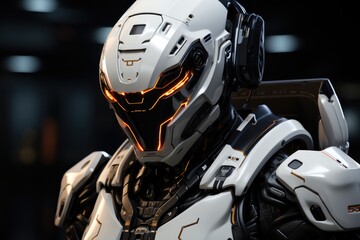 An advanced AI robot in a thinking pose. Generative AI