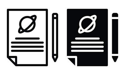 Space research icon with outline and glyph style.