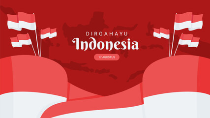 indonesia independence day banner template with indonesian map