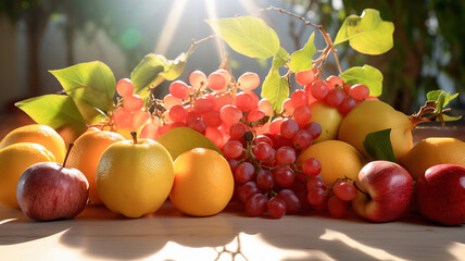 Radiant Fruits Dancing in Sunlight. Generative Ai