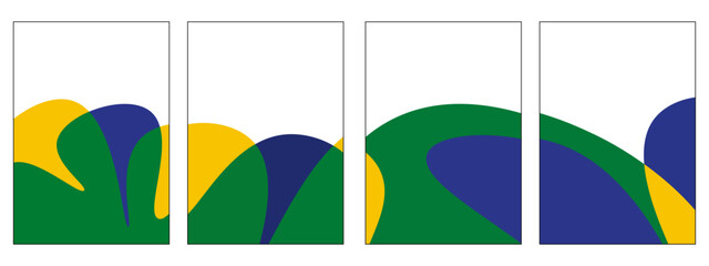 Set of abstract brazil background. Dynamic fluid wave design. Wavy brazil banner background