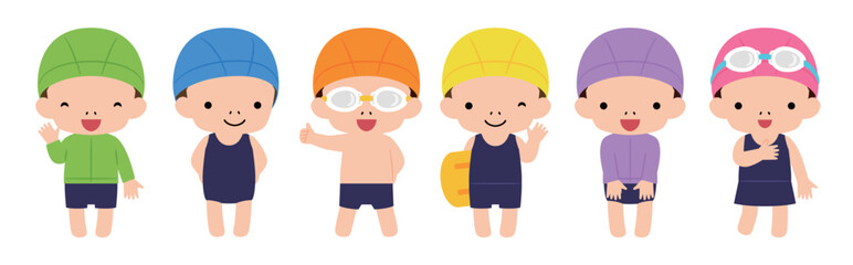 スクール水着を着た子供たち