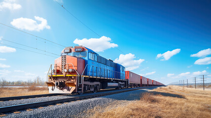 Obraz premium train passing by in front of the railroad tracks. Generative Ai