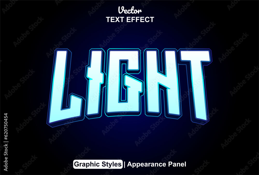 Poster light text effect with blue color graphic style and editable.