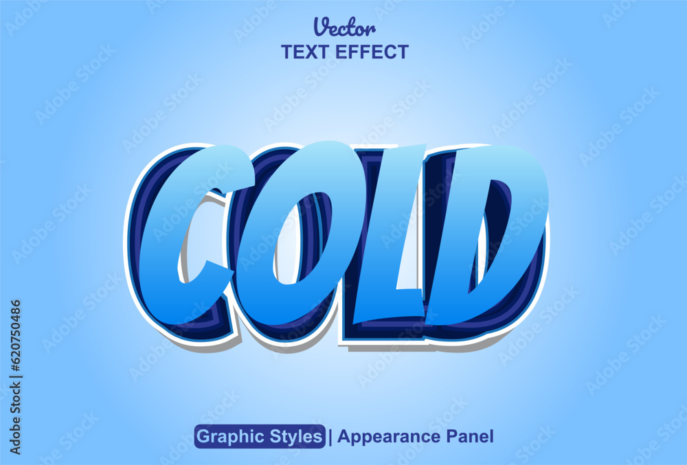 Poster cold text effect with blue graphic style and editable.