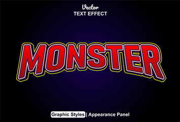monster text effect with red graphic style and editable.