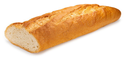 Baked delicious baguette bread isolated on white background, Baguette bread on white With work path.