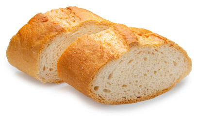 Baked delicious baguette bread isolated on white background, Baguette bread on white With work path.