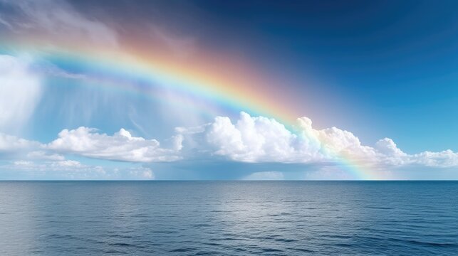 Sunny Sky with Rainbow and Ocean