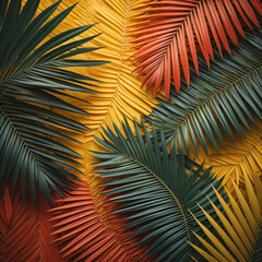 abstract Lively tropical background with a soft light and palm tree leaves.
