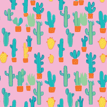 Seamless Colorful Cactus Pattern.

Seamless pattern of Cactus in colorful style. Add color to your digital project with our pattern!