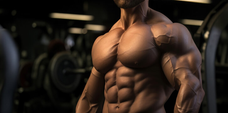 Dynamic Poses of a Muscular Bodybuilder. Generative Ai