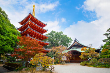 Fukuoka, Japan - Nov 20 2022: Tochoji Temple located in Hakata district. First built by Kobo Daishi...