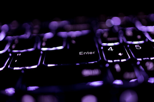 Laptop keyboard detail Enter key in the center