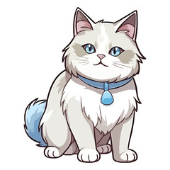 Obraz premium Whimsical Ragdoll Cat 2D Illustration: Adorable Feline with a Playful Spirit and Fluffy Elegance