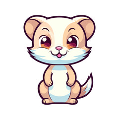 Cute Ferret Cartoon Character: Perfect for Children's Products and Wildlife-themed Designs!