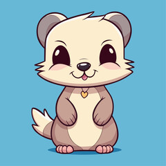 Obraz premium Cute Ferret Cartoon Character: Perfect for Children's Products and Wildlife-themed Designs!