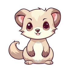 Cute Ferret Cartoon Character: Perfect for Children's Products and Wildlife-themed Designs!
