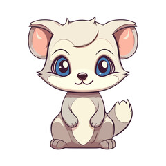 Cute Ferret Cartoon Character: Perfect for Children's Products and Wildlife-themed Designs!
