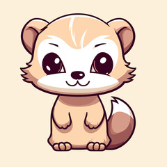 Cute Ferret Cartoon Character: Perfect for Children's Products and Wildlife-themed Designs!