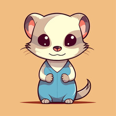 Cute Ferret Cartoon Character: Perfect for Children's Products and Wildlife-themed Designs!