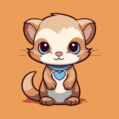 Obraz premium Cute Ferret Cartoon Character: Perfect for Children's Products and Wildlife-themed Designs!