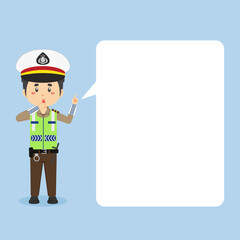 Indonesian Traffic Police Character with Speech Bubbles