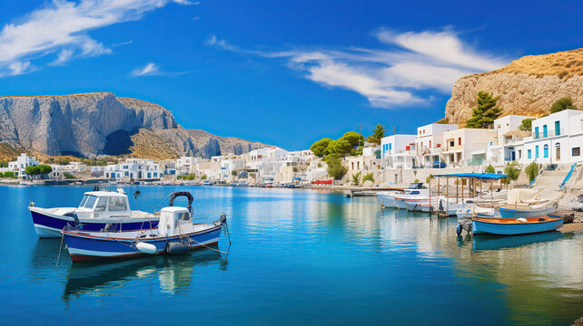 Perissa Beach in Santorini Greece. Generative Ai