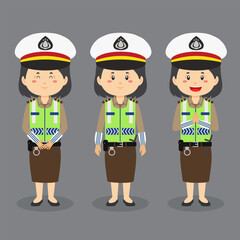Indonesian Traffic Police Character with Various Expression