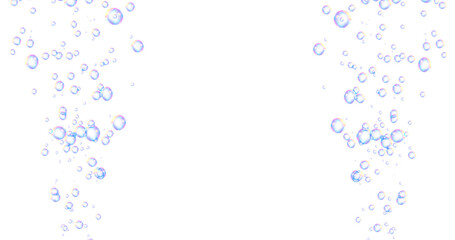左右両端から噴き出す泡(背景透過) 　アルファチャンネル付png　シャボン玉　水中　海