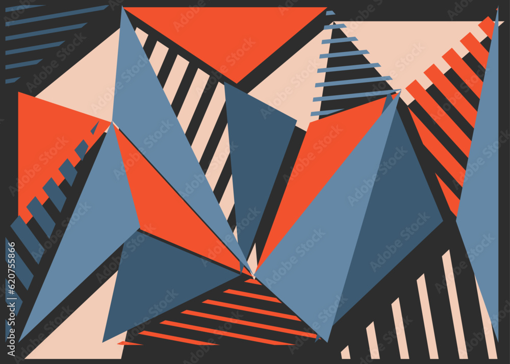 Poster abstract background with colorful geometric triangle and stripe pattern