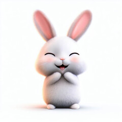 Obraz premium Fluffy Wonderland: A Digital Rabbit Creation, Generative AI