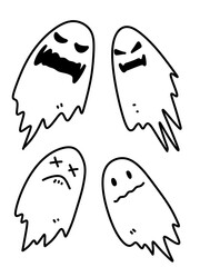 halloween ghost icon set on white background
