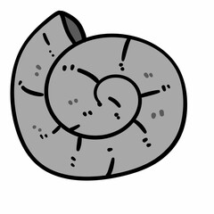 cartoon doodle shell fossil on white