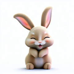 Obraz premium Fluffy Wonderland: A Digital Rabbit Creation, Generative AI