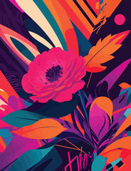 Abstract Illustration of Colorful Floral Aesthetic Background