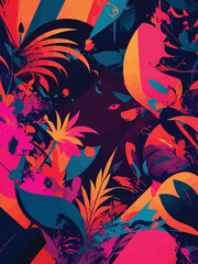 Abstract Illustration of Colorful Floral Aesthetic Background