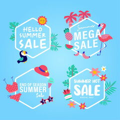 summer sale signs brochure vector. Special price offer coupon for social media post,  promotion ad, shopping flyer, voucher, website campaign and advertising