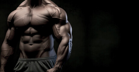 Fototapeta na wymiar Dynamic Poses of a Muscular Bodybuilder. Generative Ai