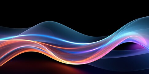 the images of colorful light lines moving over black background