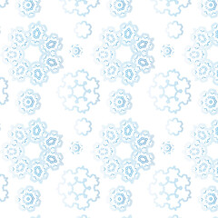 Fantasy pattern of bluish elements of different shapes.