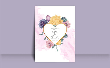 Blossoms watercolor floral wedding invitation