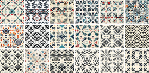 berber inspered pattern for  wall tiles design, mediteranian seamless mosaic, Morrocan zellige and Portuguese Spanish andalusian azulejo, ai generated