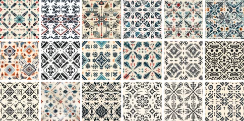 Tapeten berber inspered pattern for  wall tiles design, mediteranian seamless mosaic, Morrocan zellige and Portuguese Spanish andalusian azulejo, ai generated © Anass