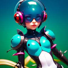 Beautiful ladybug android - obrazy, fototapety, plakaty