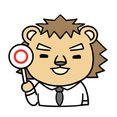 正解の札を持つ動物のキャラクター