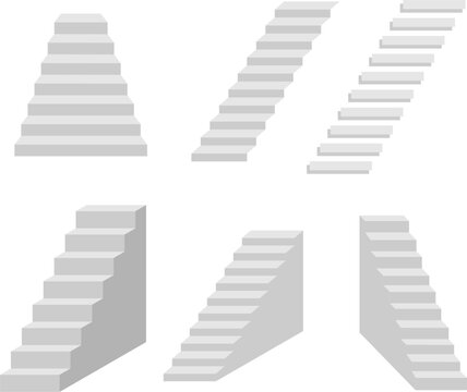  staircase in the house,3d interior staircases isolated on white background. the stair steps collection