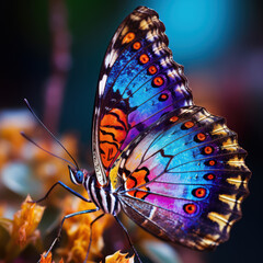Plakat Radiant Flutter: Colorful Butterfly. Generative AI